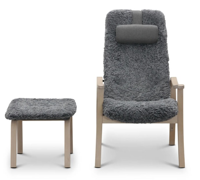 Gotland fåtölj & pall Charcoal, vitpigmenterad ek