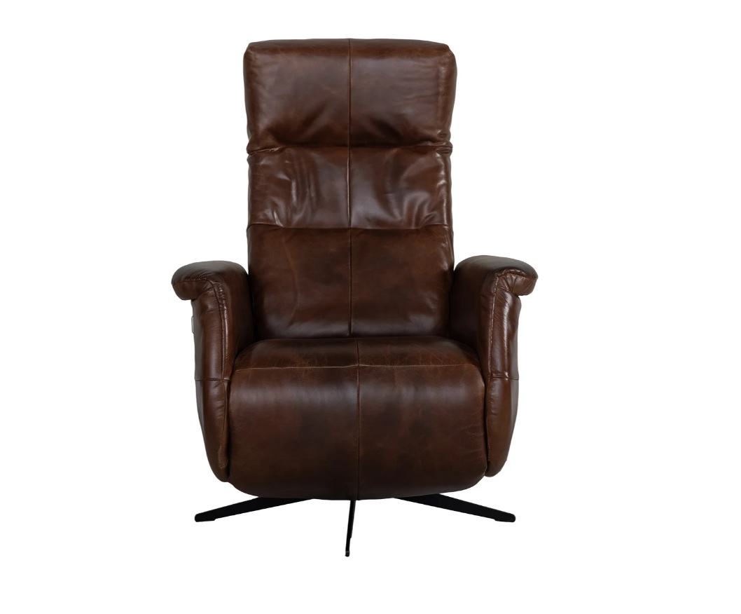 Soham reclinerfåtölj i brunt skinn