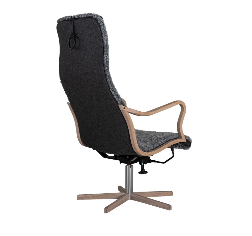 Chic trä fåtölj & pall grå, vitpigmenterad ek