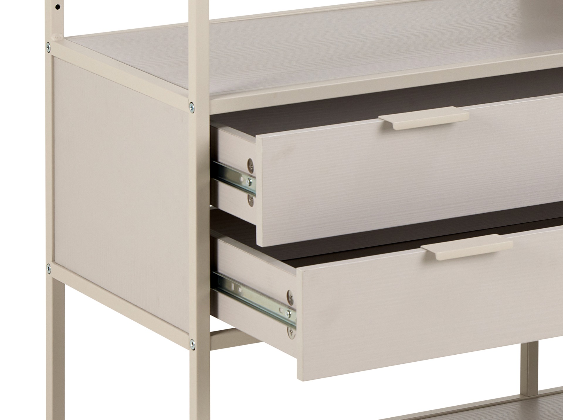 Seaford bokhylla låg grå med lådor