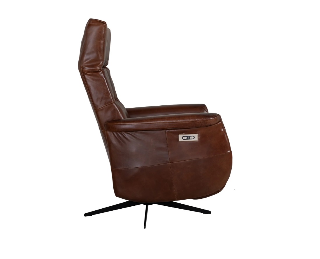 Soham reclinerfåtölj i brunt skinn