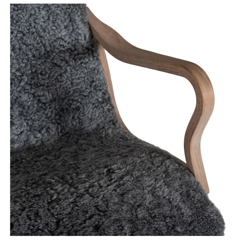 Chic trä fåtölj & pall grå, vitpigmenterad ek