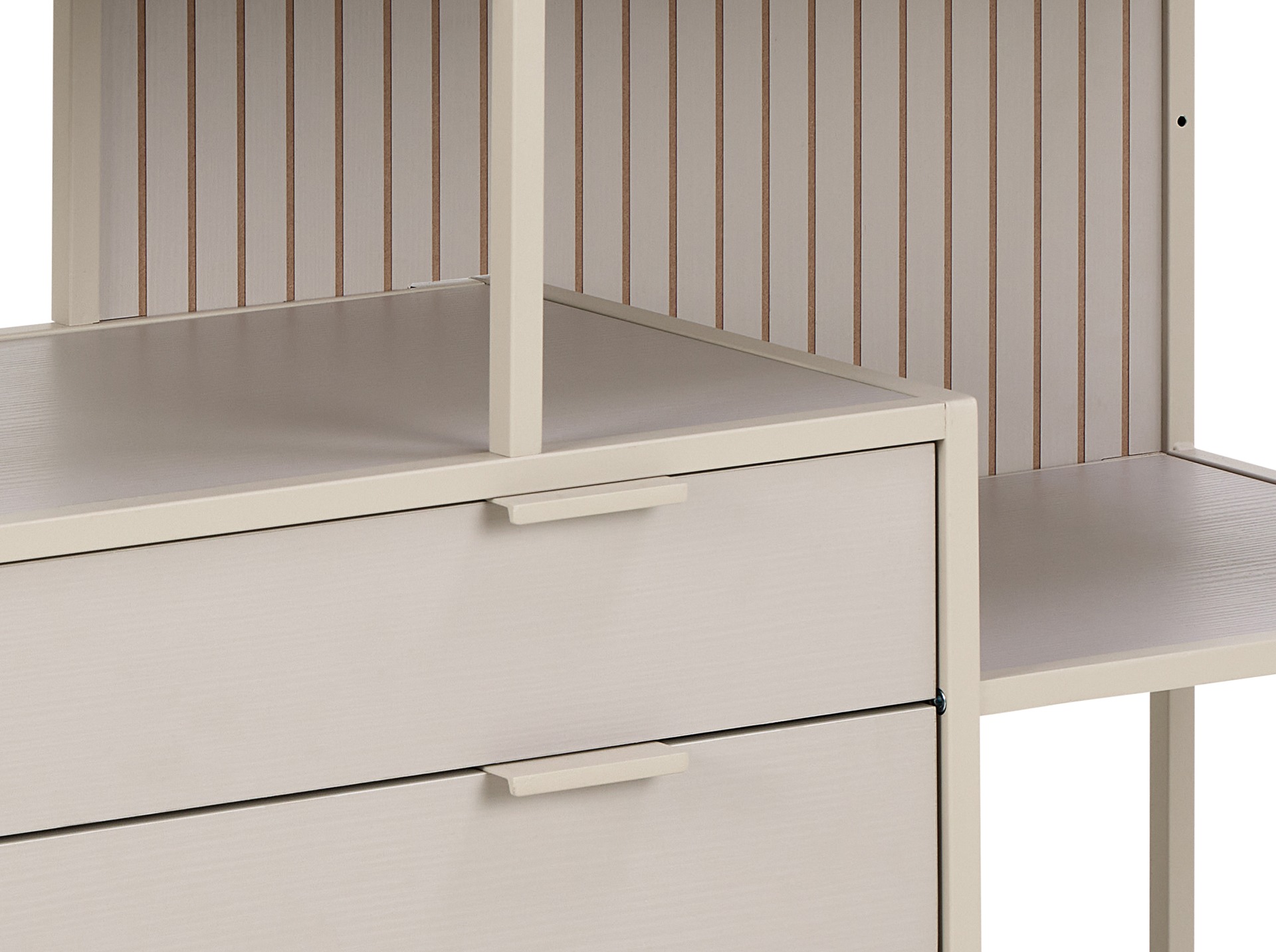 Seaford bokhylla låg grå med lådor