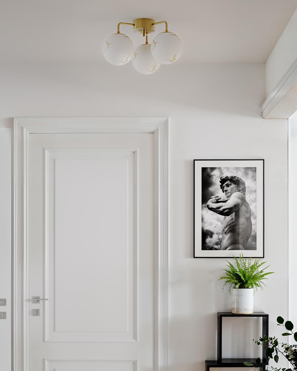 Bellagio plafond 3-lite mässing/vit