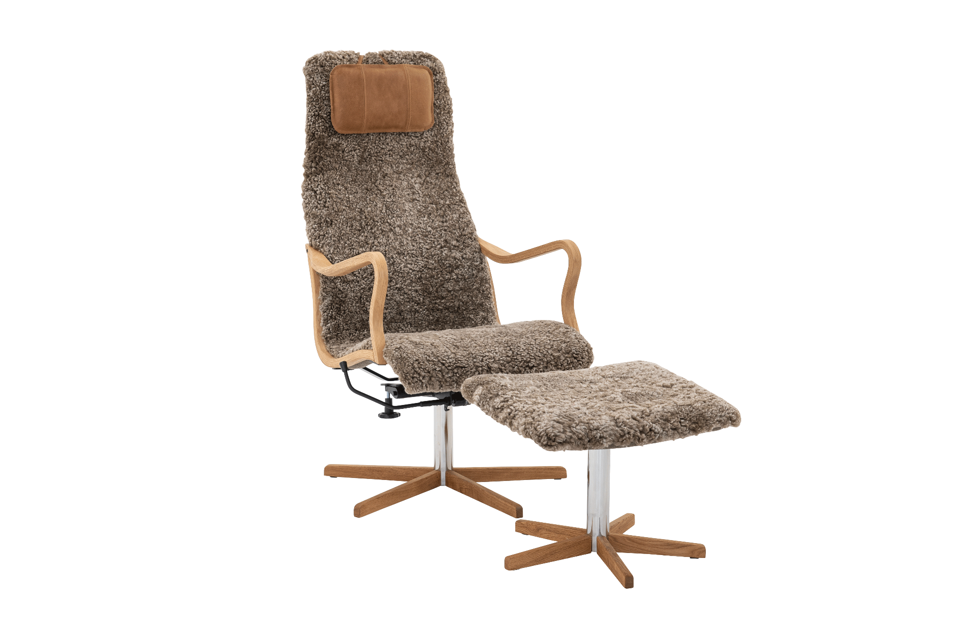 Chic trä fåtölj & pall sahara