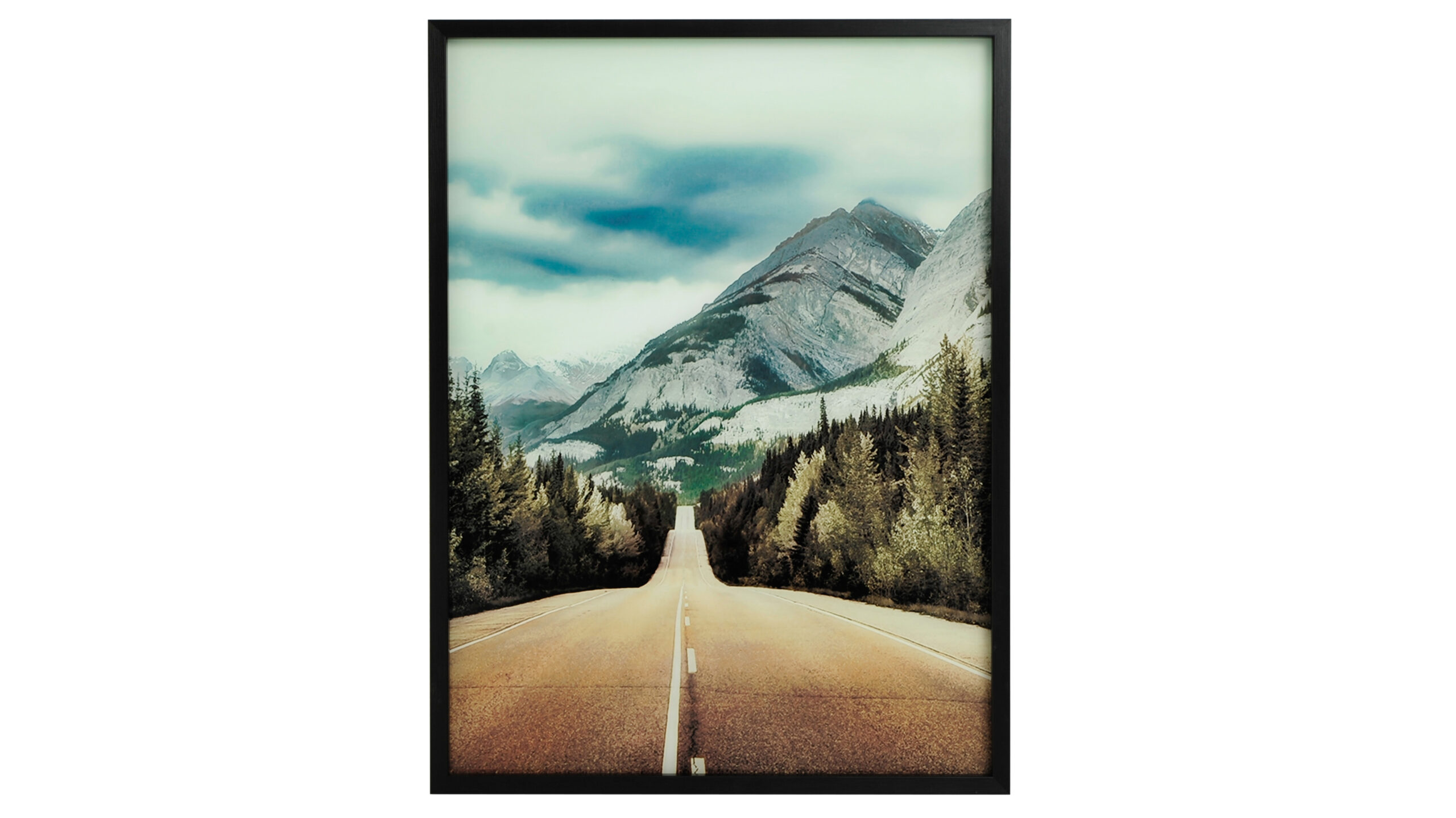 Horizon vei mot fjell, Glassbilde,