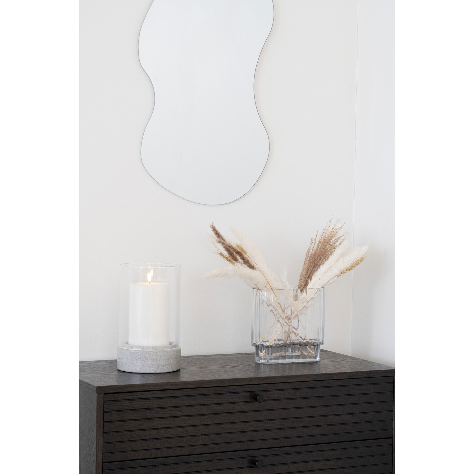 Hurricane ljusstake – Hurricane ljusstake, keramik/glas, grå, 16×25,5 cm