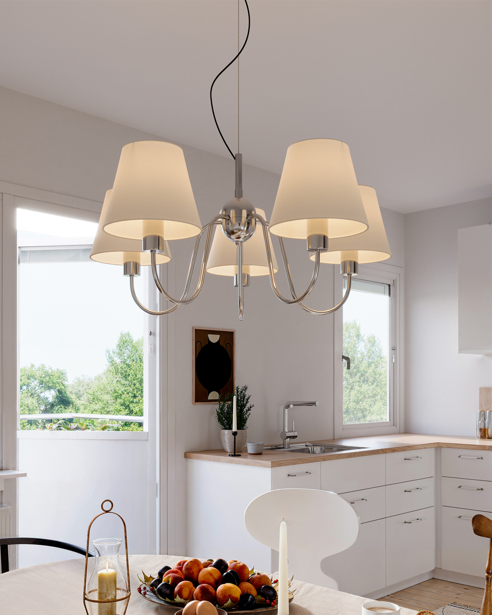 Lynx taklampa krom/vit