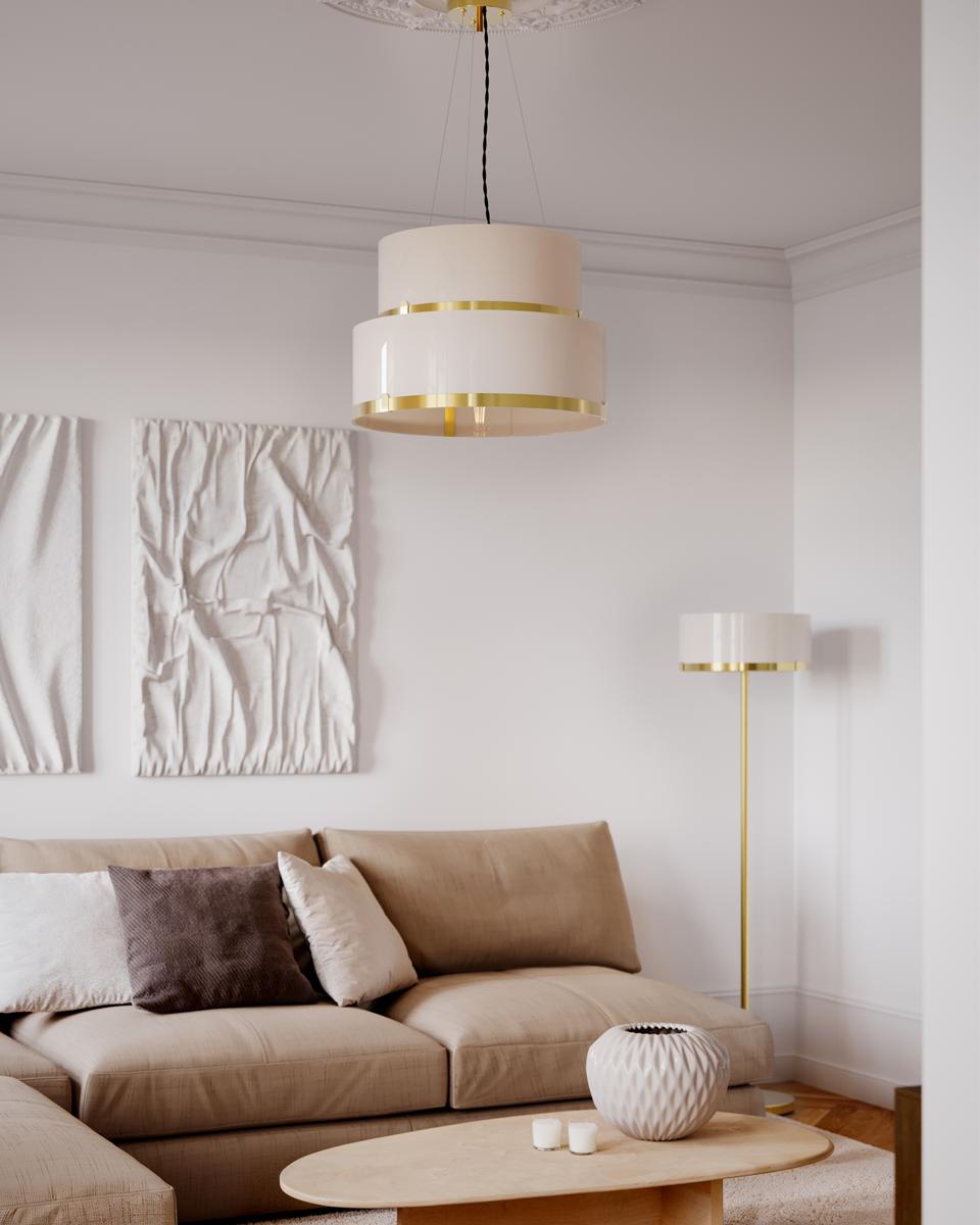 Marcel taklampa Ø50 cm mässing/vit