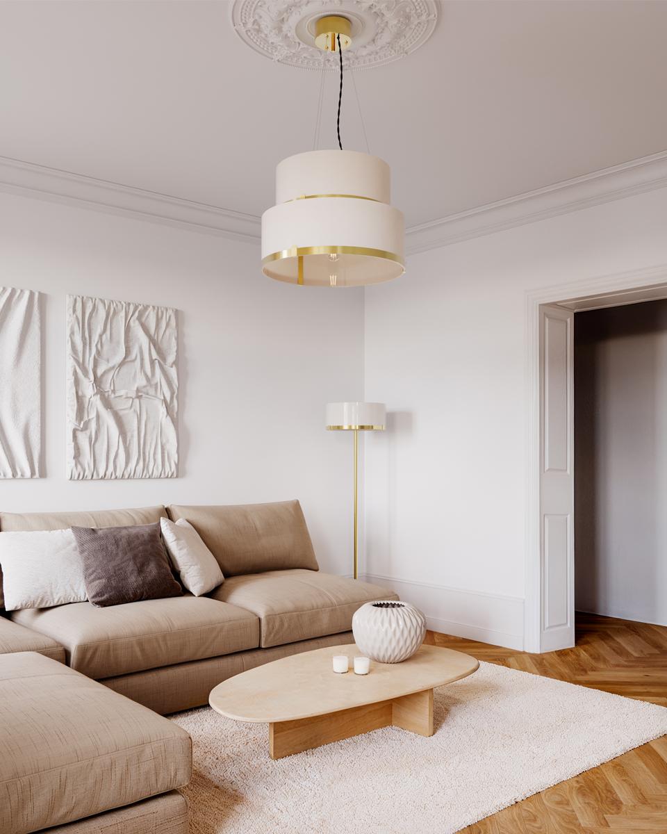 Marcel taklampa Ø50 cm mässing/vit