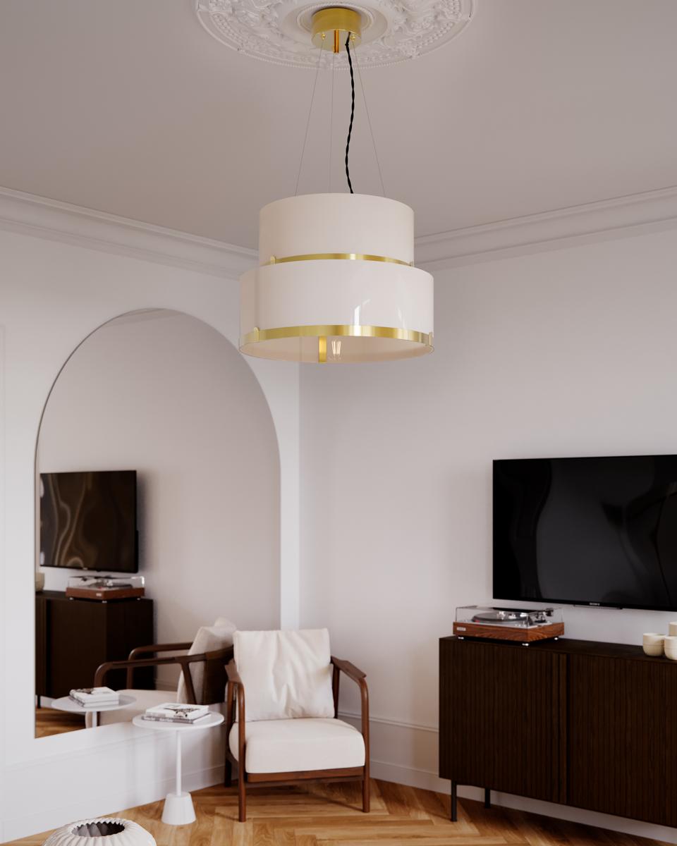 Marcel taklampa Ø50 cm mässing/vit