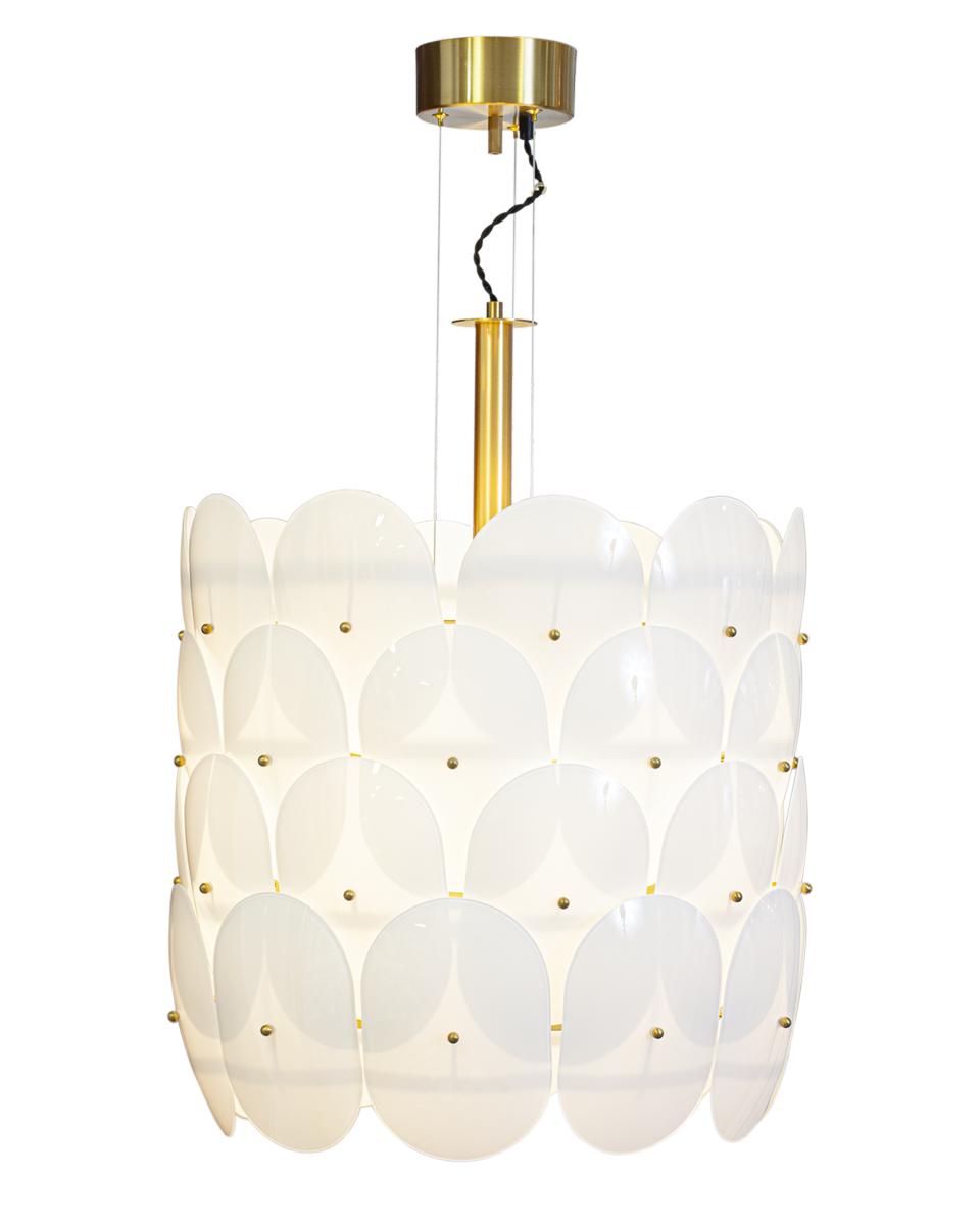 Omlott taklampa Ø50 cm mässing/vit